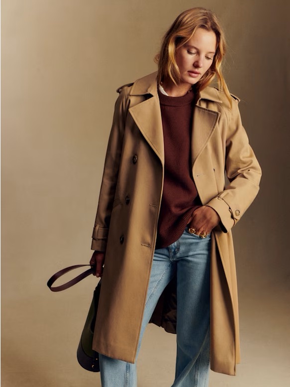 Sezane Scott Trench Coat In Camel, Size 4 (36)
